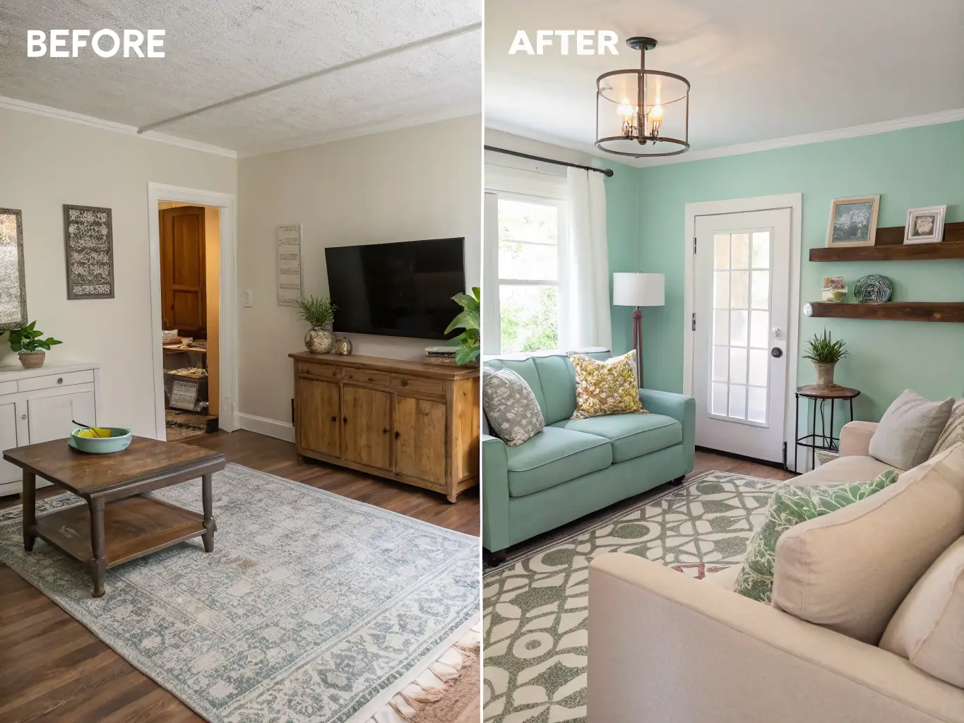 A visually appealing image showcasing a before-and-after comparison of a room, with the 'before' side looking dull and the 'after' side looking vibrant and clean, representing odor elimination.