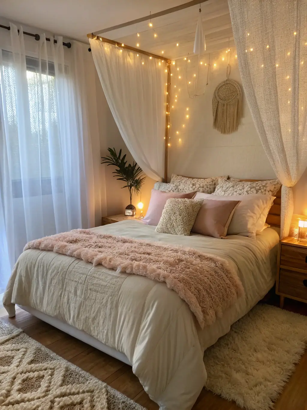 A close-up shot of a perfectly made bed in a Sugarloaf rental, with crisp linens and fluffy pillows. The image emphasizes attention to detail and a welcoming atmosphere.